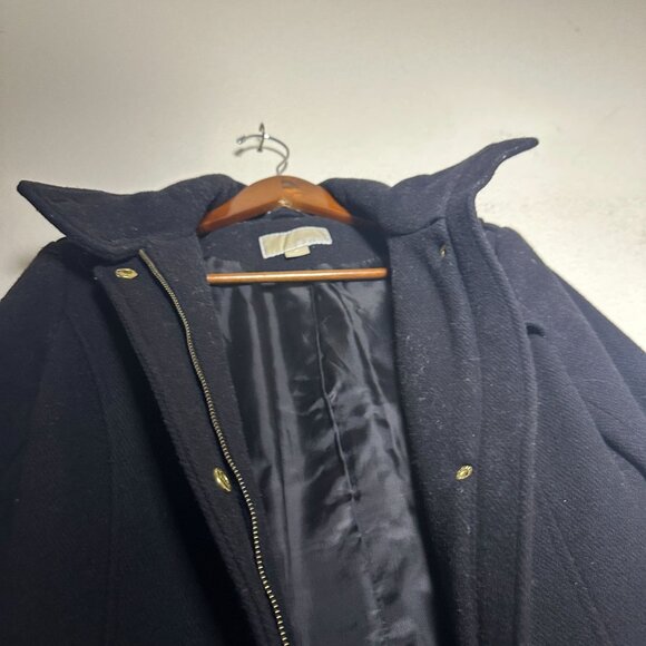 Michael Kors Wool Blend Coat Jacket Women 2P Black Full Zip Outerwear Fall Gold - Picture 3 of 16